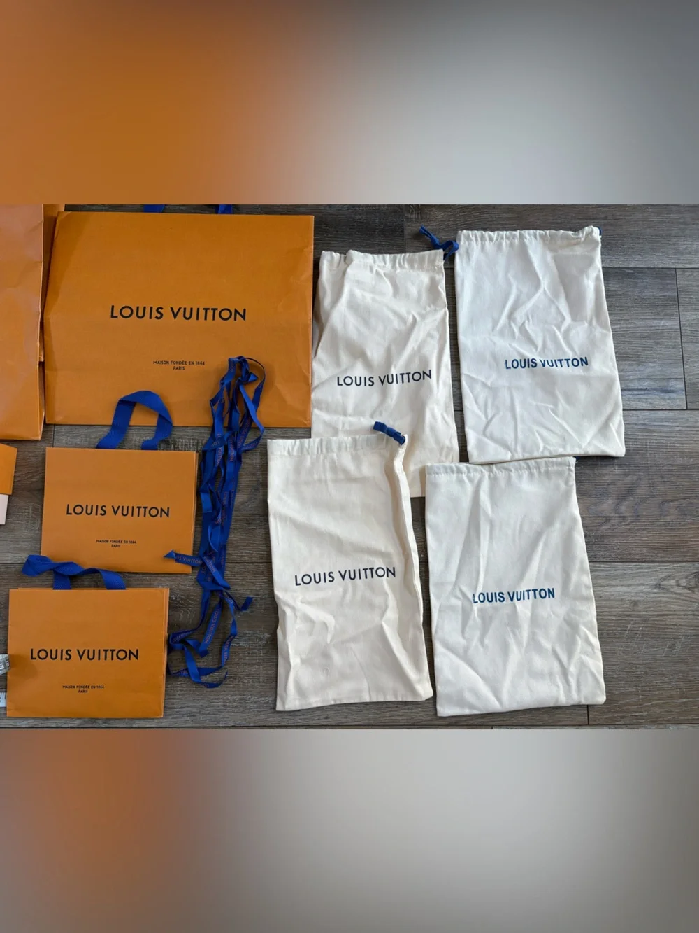 Louis Vuitton Orange Packaging Set box pouches shopping bags multi size